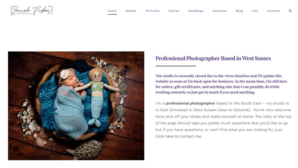 Sarah Fisher Photography Website West Sussex