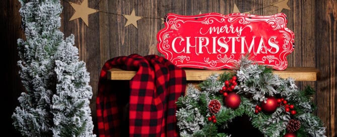 a dark wood, fir and country styled Christmas photo shoot set