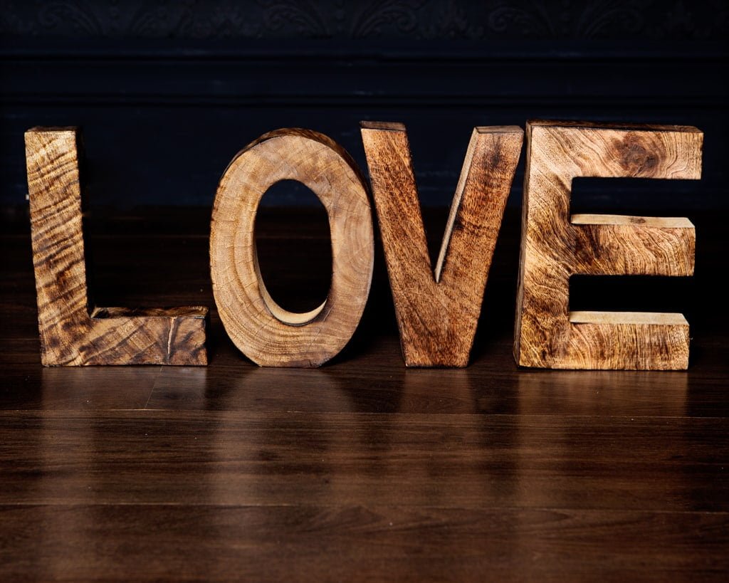 wooden LOVE letters studio prop