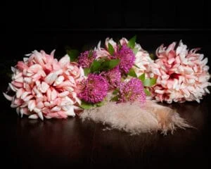 Range of pink flowers studio prop