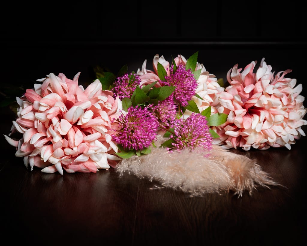 Range of pink flowers studio prop