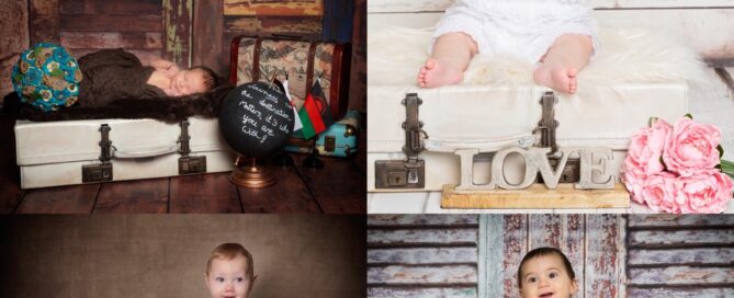 Vintage suitcase studio prop in action