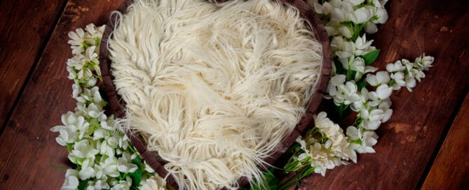 wooden heart bowl studio prop styled with white