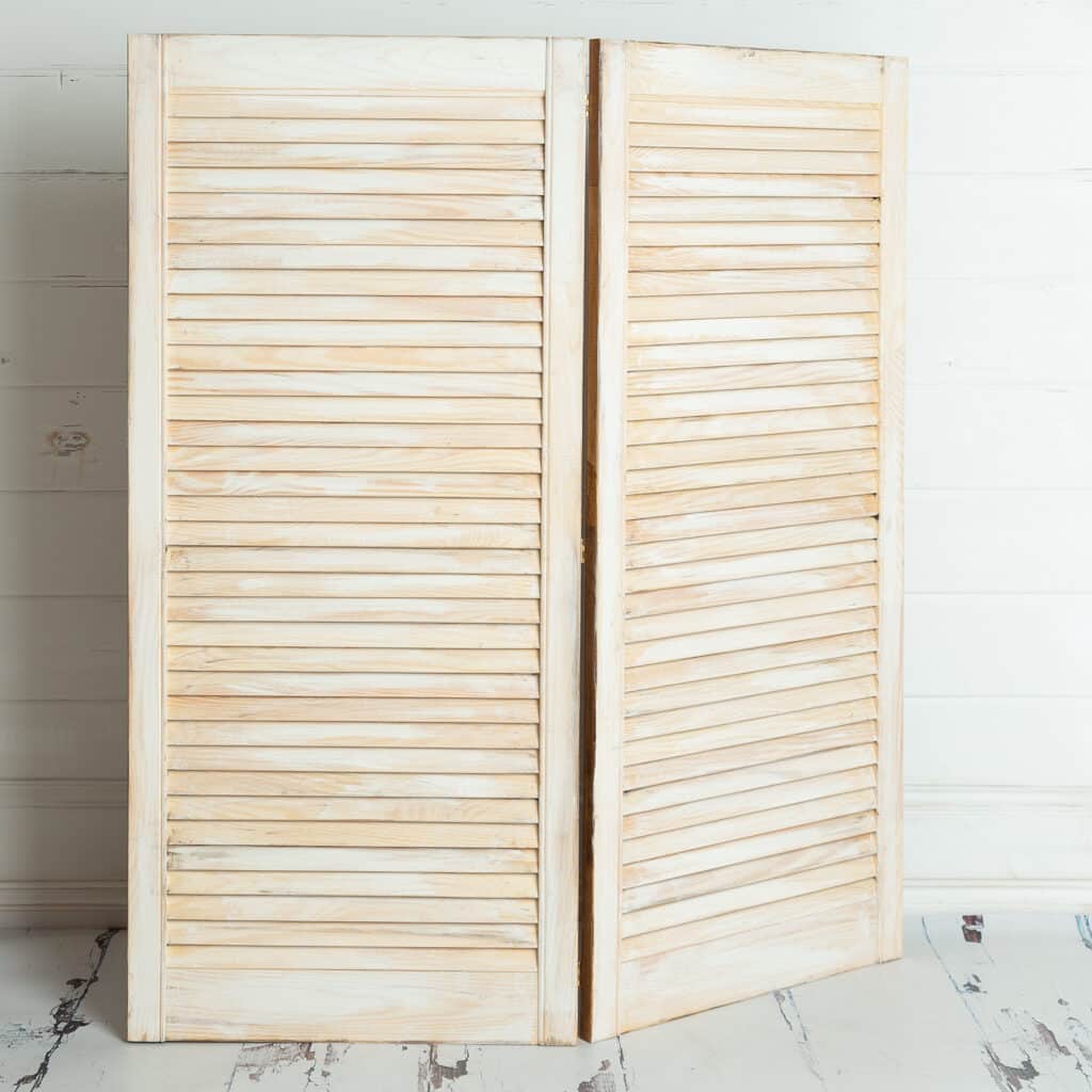 light wood vintage shutters studio prop