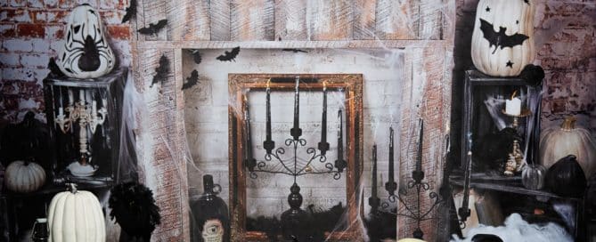 a gothic fireplace scene for my halloween themed photo shoot in 2022