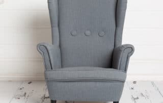 grey mini wingback chair prop