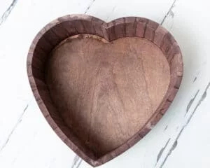 wooden heart bowl prop