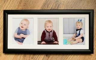 a baby photography club frame with three photos of a baby boy