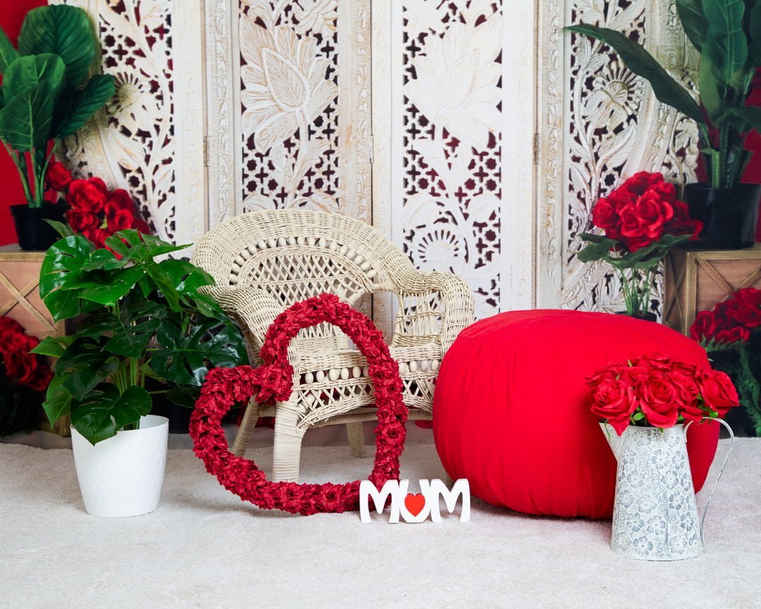 My red heart themed mother's day set in my west sussex studio