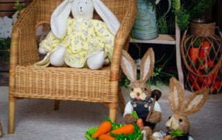 a detail of my bunny themed easter set in my west sussex studio