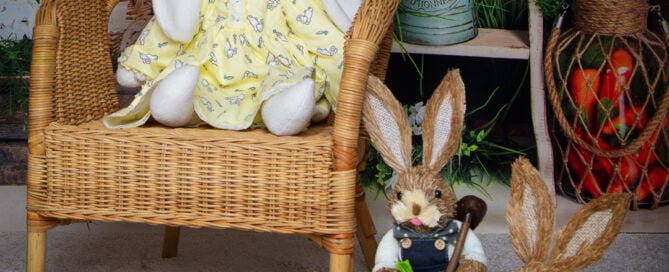 a detail of my bunny themed easter set in my west sussex studio