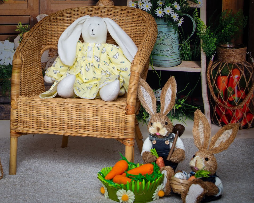 a detail of my bunny themed easter set in my west sussex studio