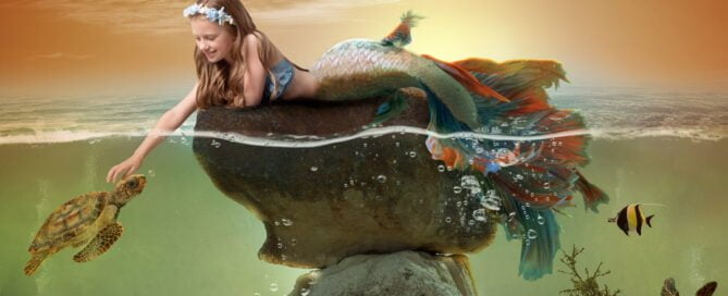 a little girl in a digital mermaid portrait