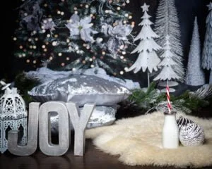 Christmas Photo Shoots West Sussex 2023 a silver and white festive fireplace scene