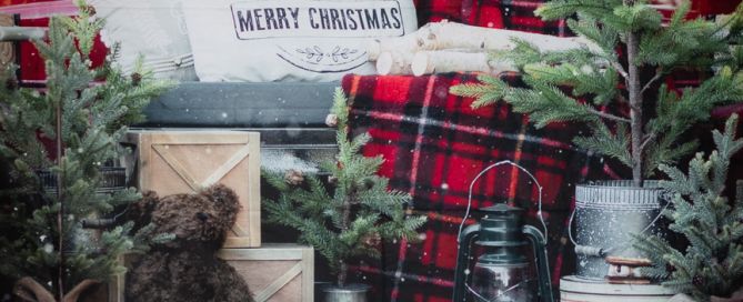 a flat bed truck set with a Christmas theme at my studio in East Grinstead