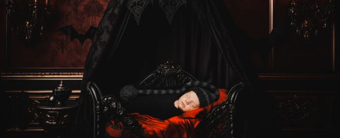 a newborn in a halloween image