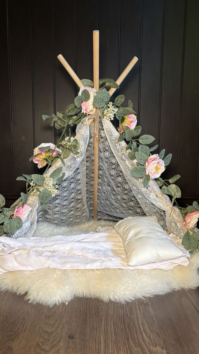 My White Lace Tent Newborn Prop in the studio