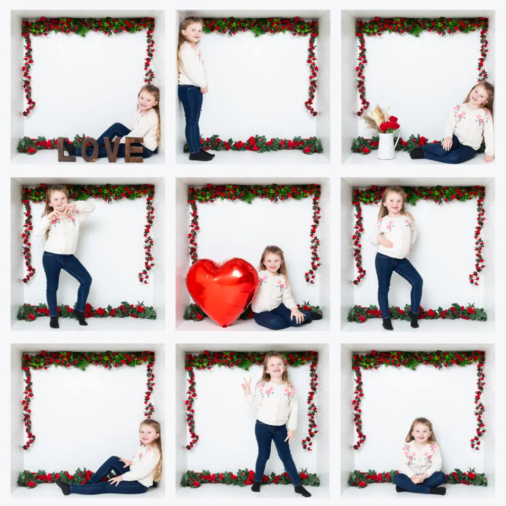 In the Box Father’s Day an in the box photo shoot featuring a little girl and some love hearts