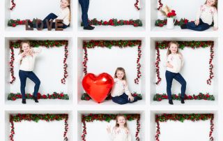 an in the box photo shoot featuring a little girl and some love hearts