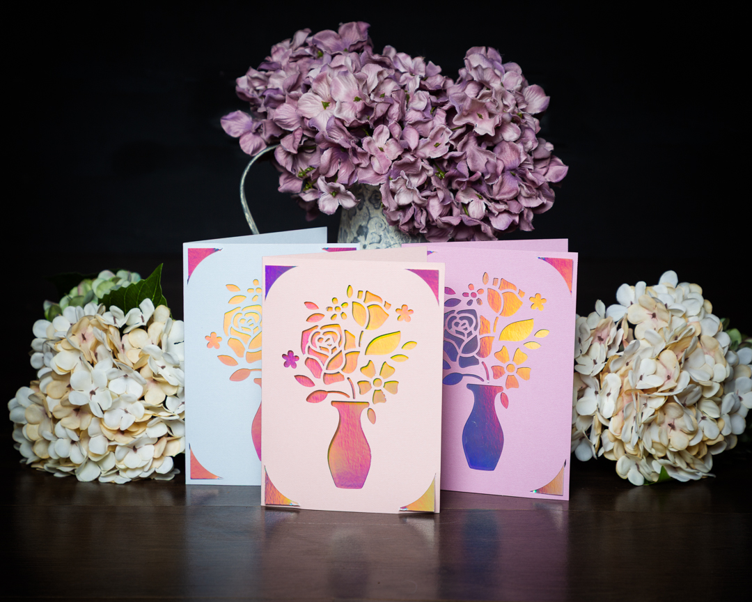 Mum & Me Gift Voucher Cards arranged in the studio