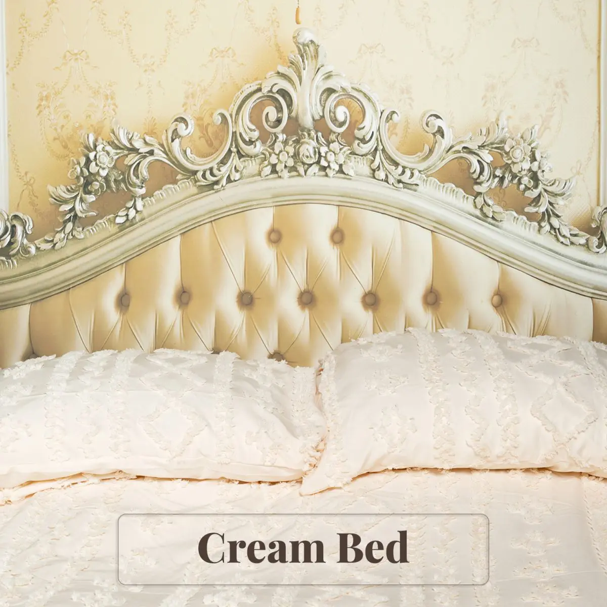 A cream bed photography backdrop