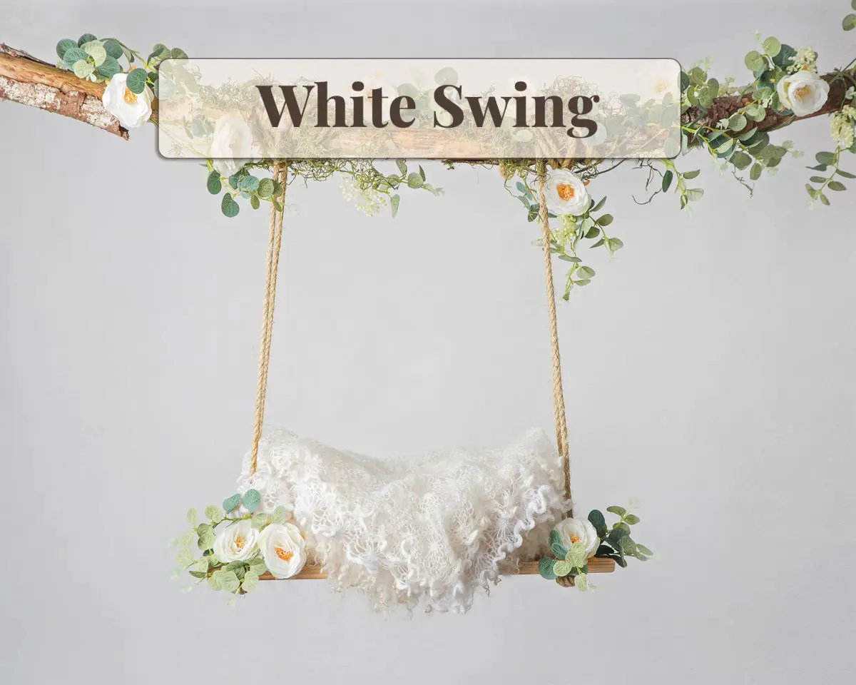 Newborn Digital Backdrop - White Swing