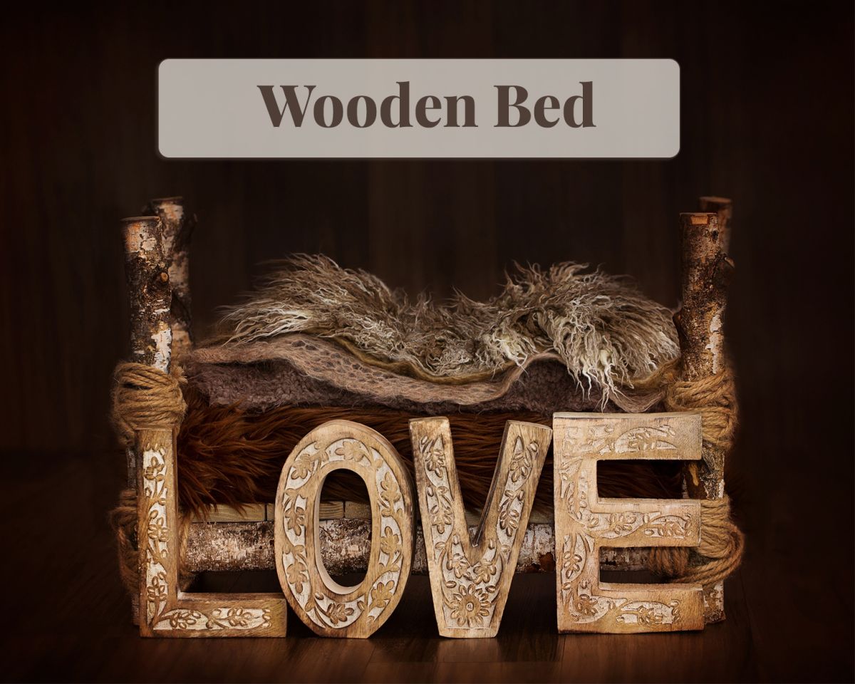 Newborn Digital Backdrop - Wooden Bed