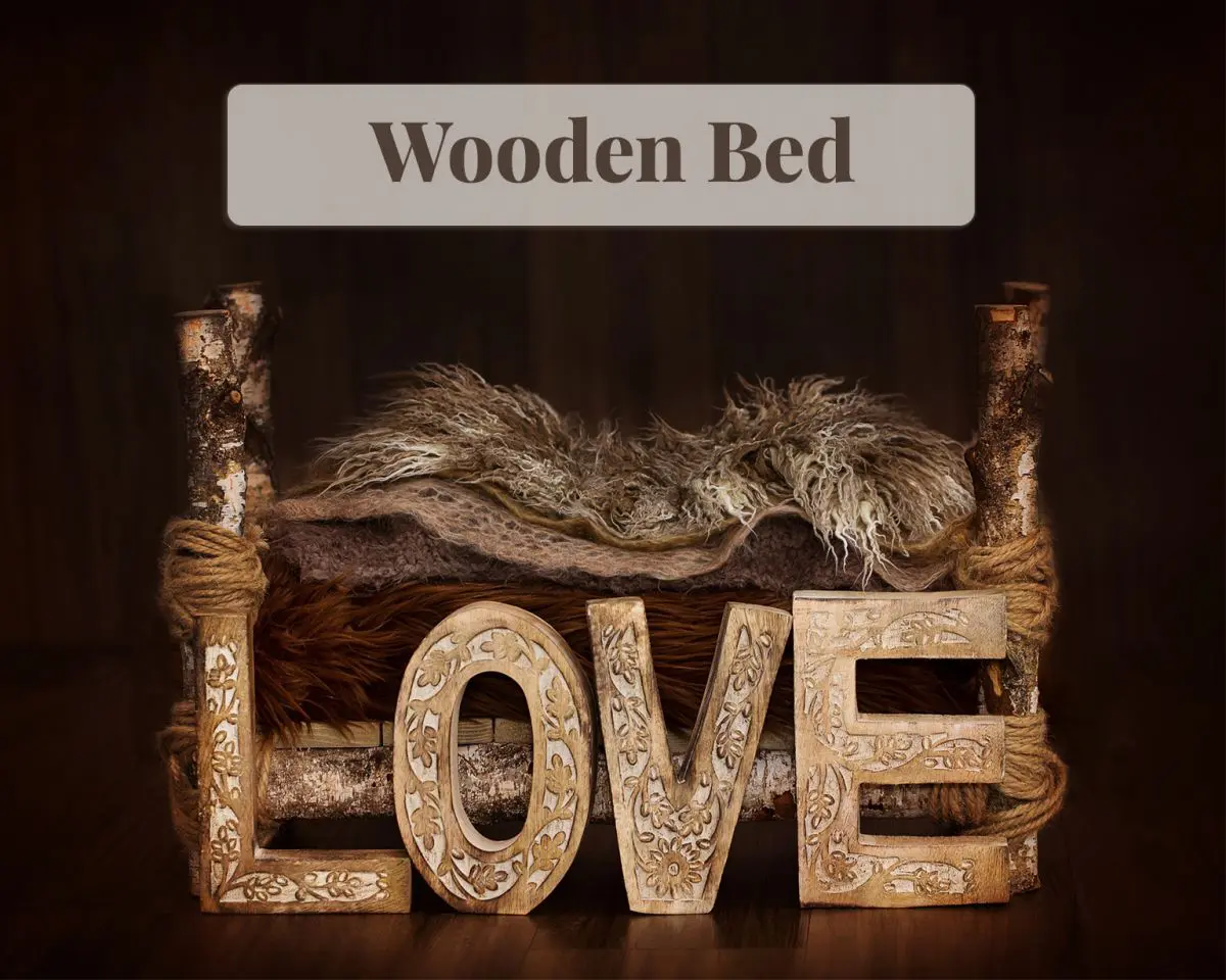 Newborn Digital Backdrop - Wooden Bed