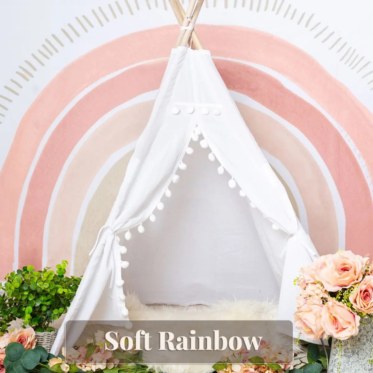 Teepee set up - Soft Rainbow