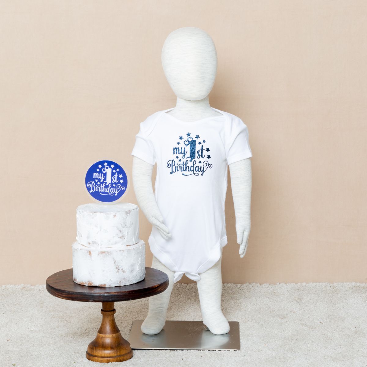 Cake Smash Vest & Toppers - Deluxe Blue