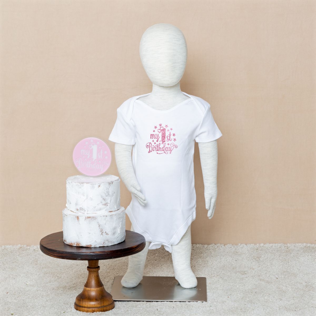 Cake Smash Vest & Toppers - Deluxe Pink