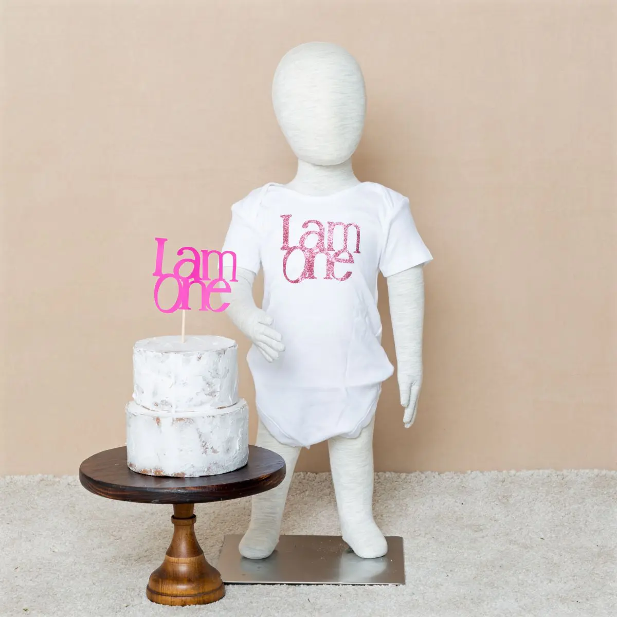 Cake Smash Vest & Toppers Standard Pink