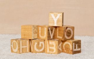 Neutral wood letter blocks