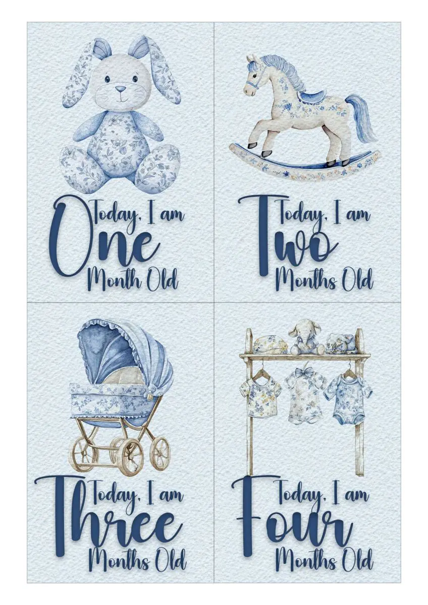 Milestone Cards - Blue ChinoiserieTheme
