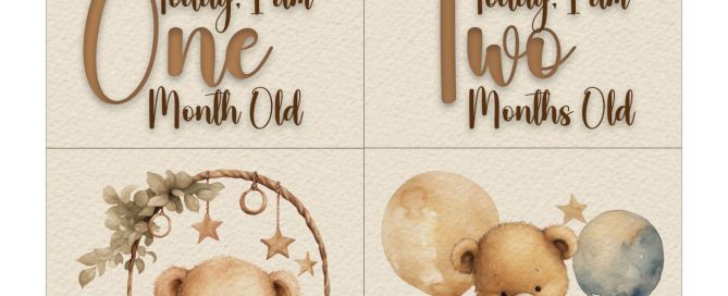 A set of bear baby milestone free printable cards