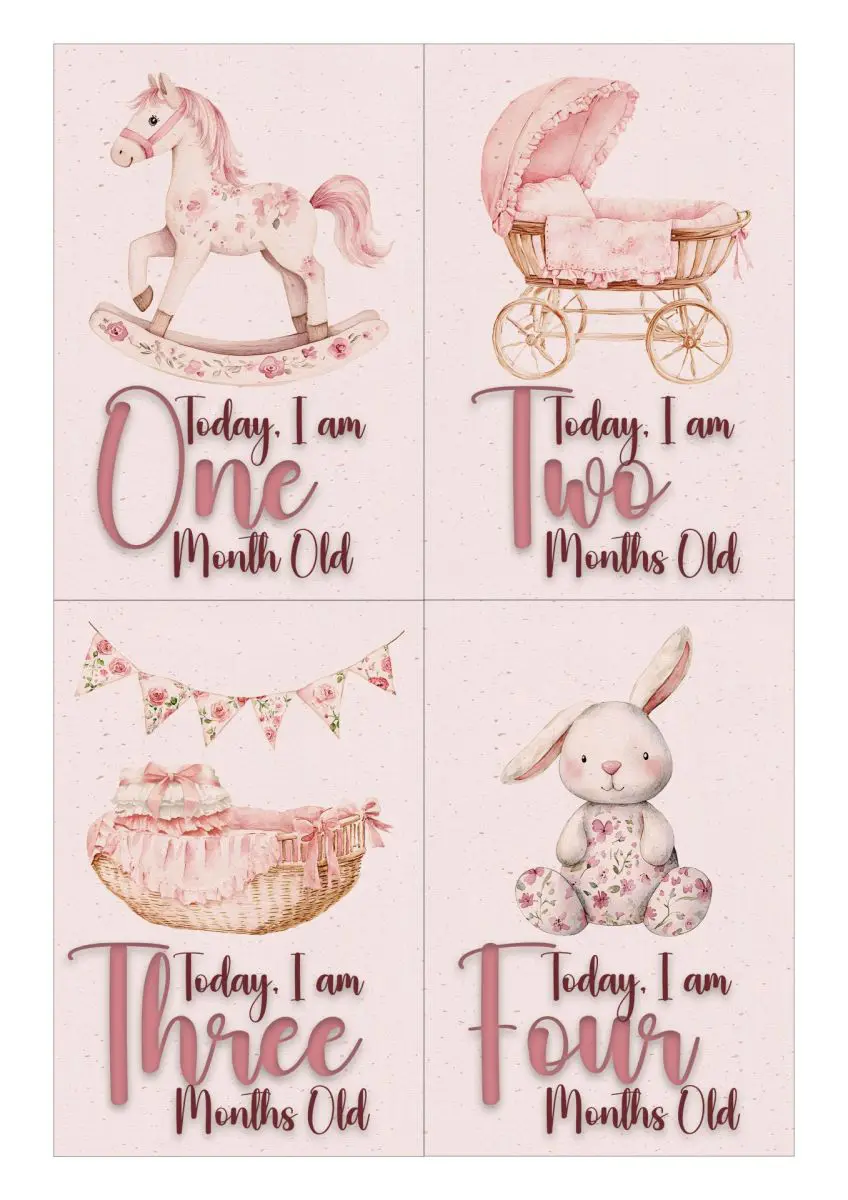 Milestone Cards - Pink Chinoiserie Theme