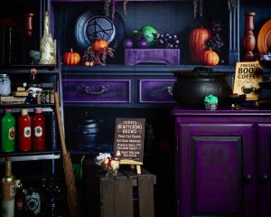 A witches Halloween cafe set up in my West Sussex Studio