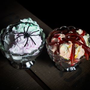 Two spooky bowls of ice cream at my Halloween Witches' Cafe set in West Sussex