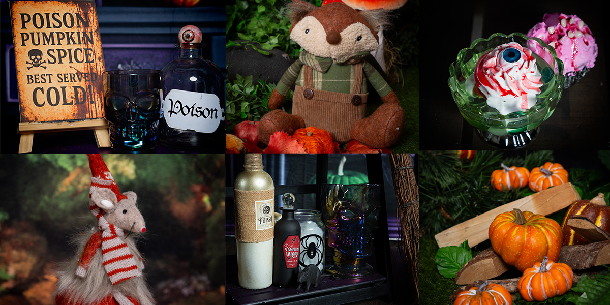 A selection of handmade props and accessories from my Halloween Photo Shoot Event in West Sussex