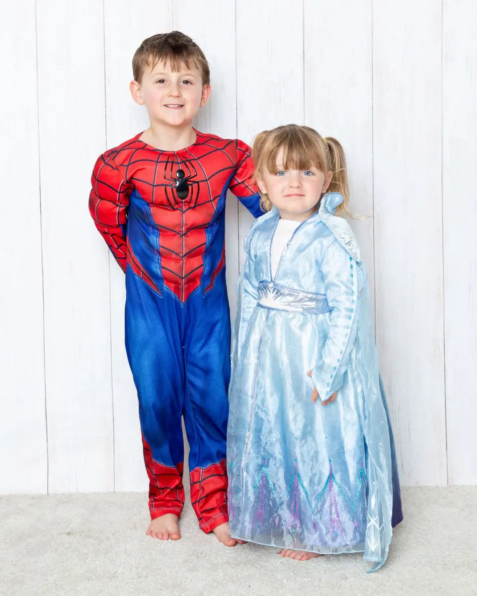 Spiderman and Elsa pose for a photo together