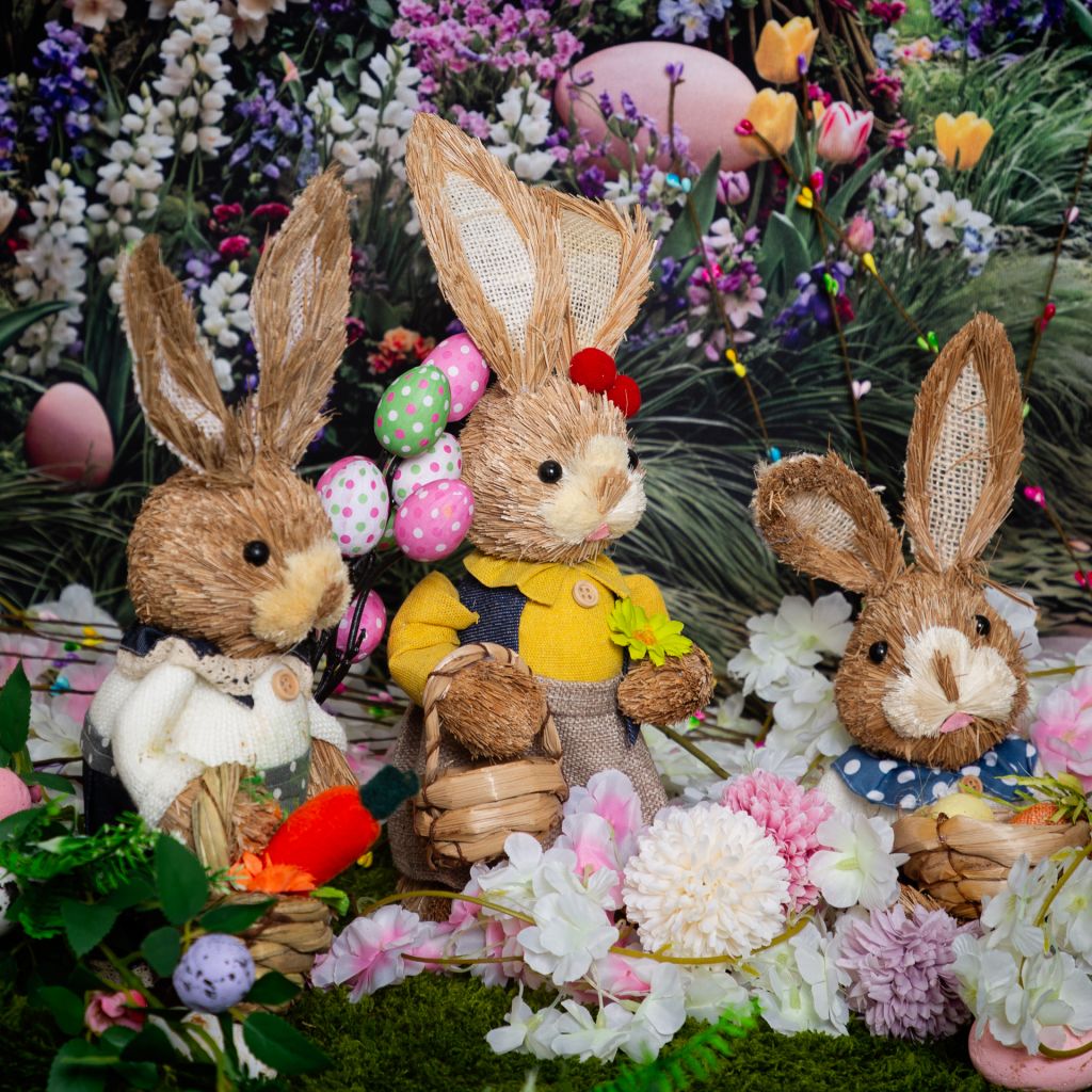 three little straw bunnies in my easter mini shoot set