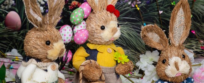 three little straw bunnies in my easter mini shoot set