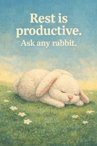 Rabbit Motivation Poster Rest is productive. Rabbit Motivation Poster