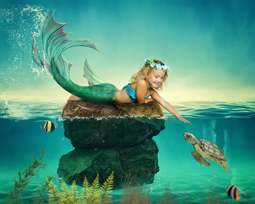 The finished mermaid artwork