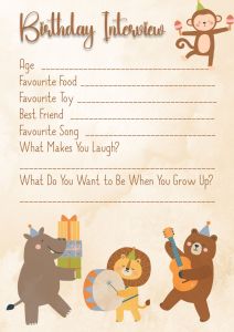 a free printable birthday interview sheet