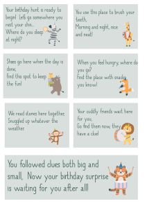 free printable birthday treasure hunt