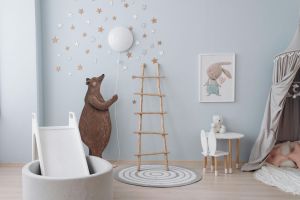 picture of a baby nursery in a blue theme