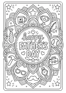 Father's Day themed colouring mandala