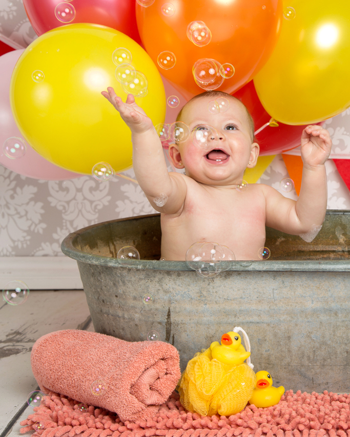 Rainbow cake smash first birthday shoot