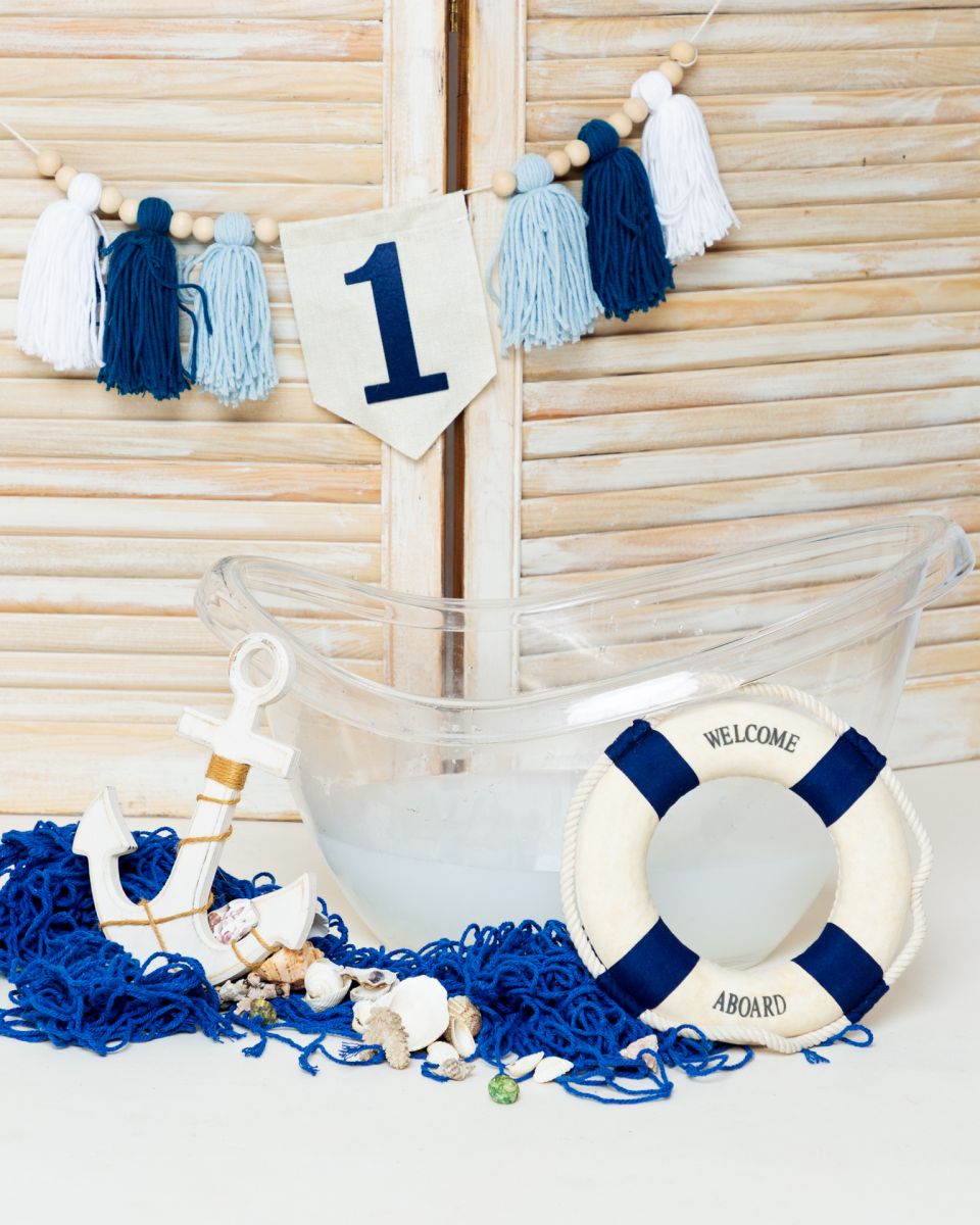 nautical themed milk bath tub splash photo shoot set